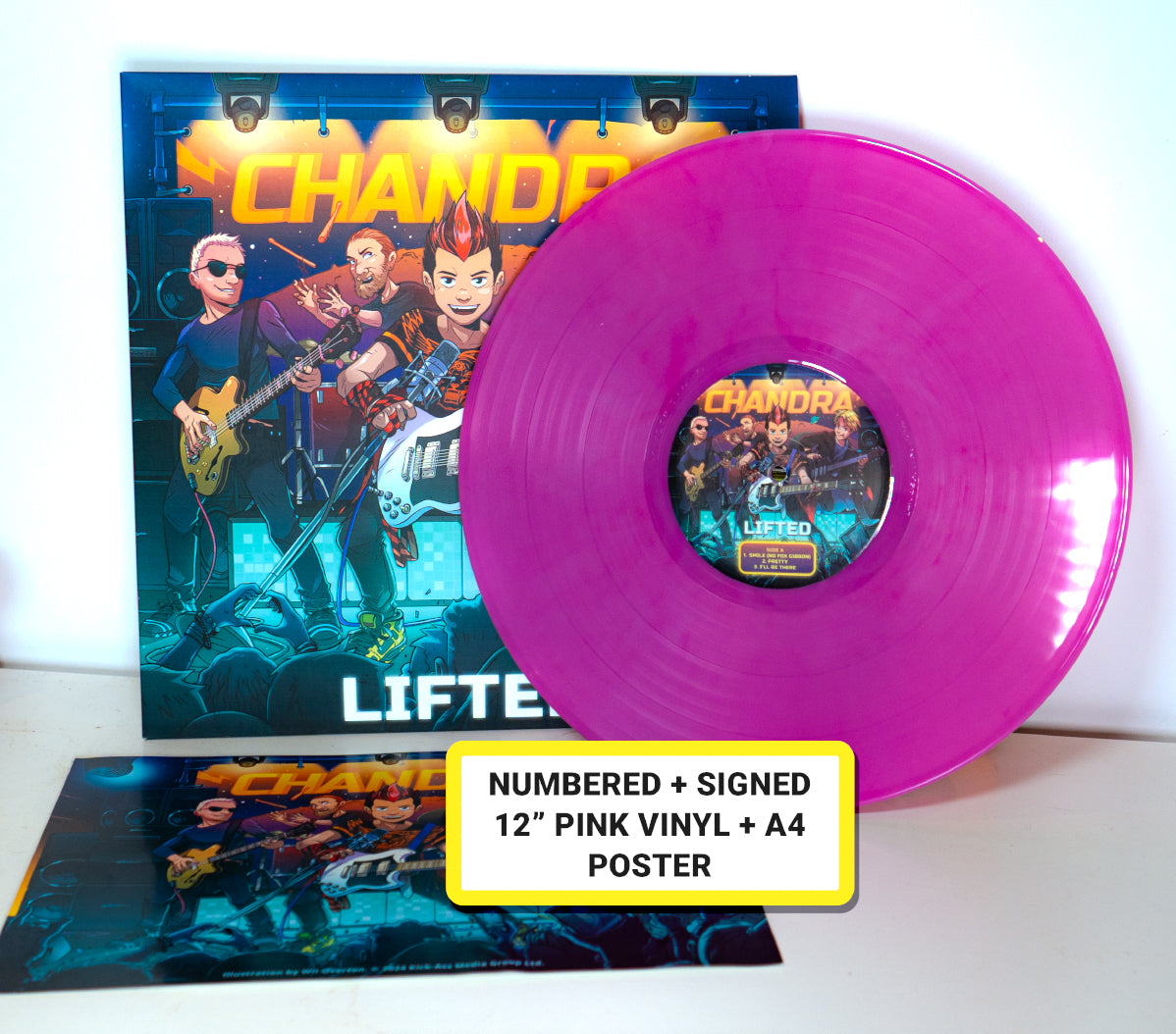 Lifted EP by Chandra - 12" Pink Vinyl + A4 Poster (Signed, Ltd Ed)
